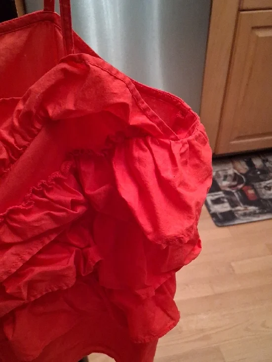 Express Red Ruffle Spaghetti-Strap Camisole Top - Picture 5 of 9